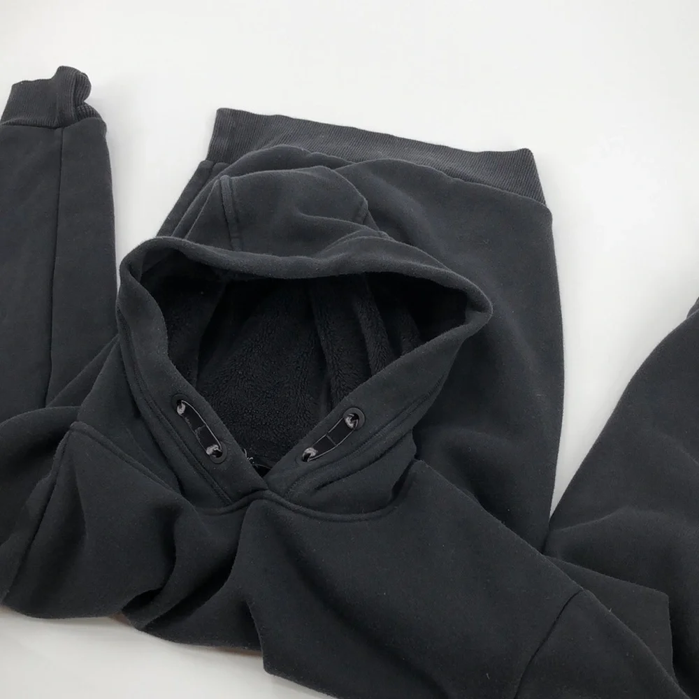 Athleta Girl Pullover Hooded Fleece Lined Sweatshirt Size L/12 Split BottomTunic